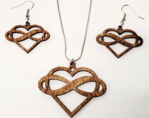 Infinity heart necklace and earrings set