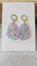 Load image into Gallery viewer, Mermaid Moonrock Earrings W/Rhinestone gold studs

