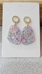 Mermaid Moonrock Earrings W/Rhinestone gold studs