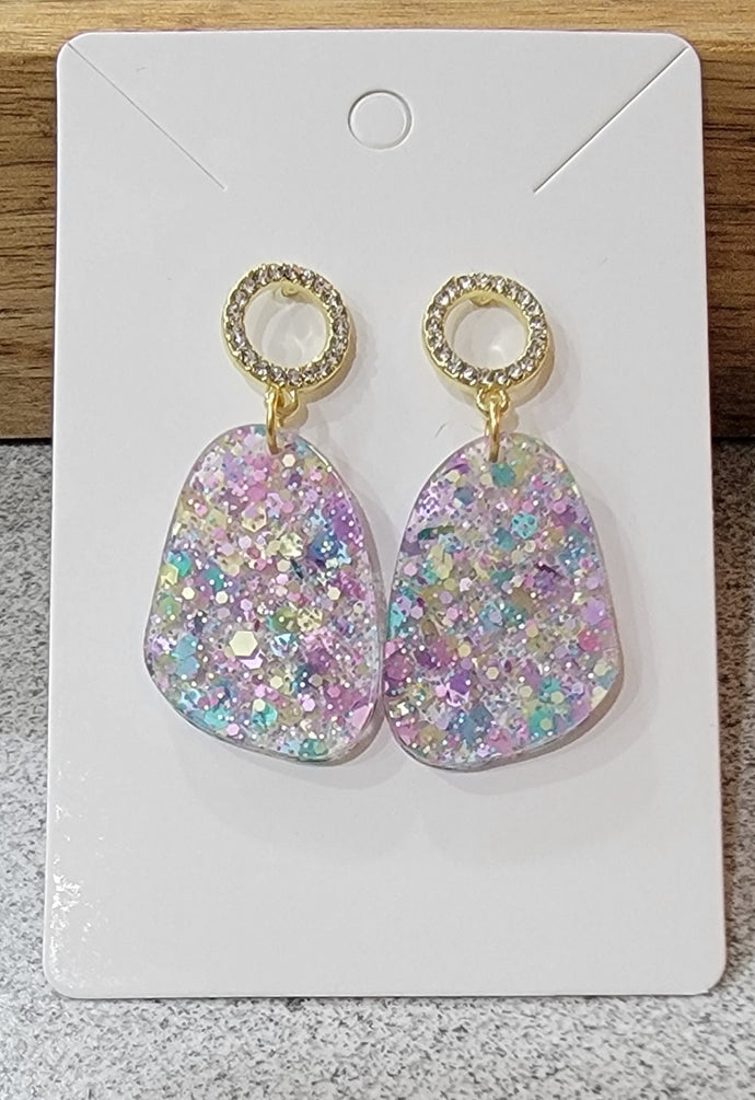 Mermaid Moonrock Earrings W/Rhinestone gold studs