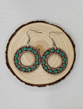 Load image into Gallery viewer, Round Medallion Earrings with Turquoise Accent
