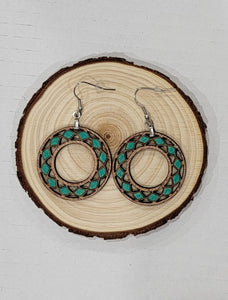 Round Medallion Earrings with Turquoise Accent