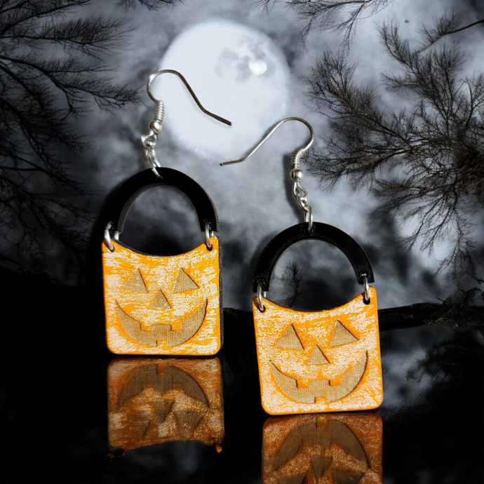Jack O Lantern Bucket Earrings