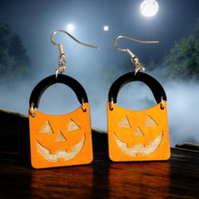 Load image into Gallery viewer, Jack O Lantern Pail Earrings
