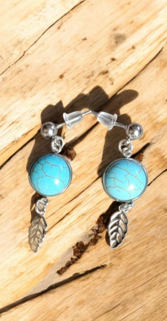 Turquoise Leaf Earrings