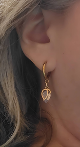 Tulip & CZ Huggie Earrings