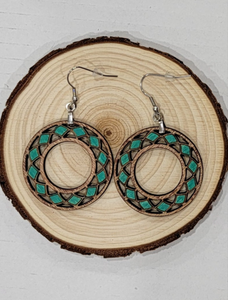 Round Medallion Earrings with Turquoise Accent