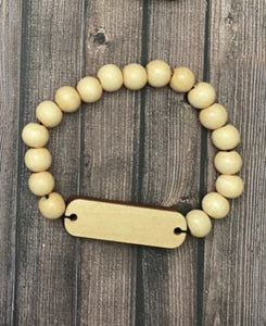 Wood bead bracelet-engraved with the word Survivor