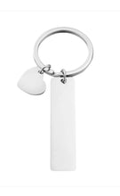 Load image into Gallery viewer, Rectangular keychain with a heart - stainless steel
