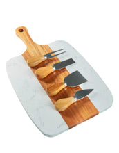 Load image into Gallery viewer, Marble &amp; Acacia Wood Serving Board Set - 5 Piece
