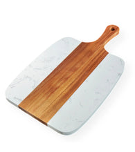 Load image into Gallery viewer, Marble &amp; Acacia Wood Serving Board Set - 5 Piece
