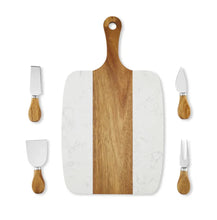 Load image into Gallery viewer, Marble &amp; Acacia Wood Serving Board Set - 5 Piece

