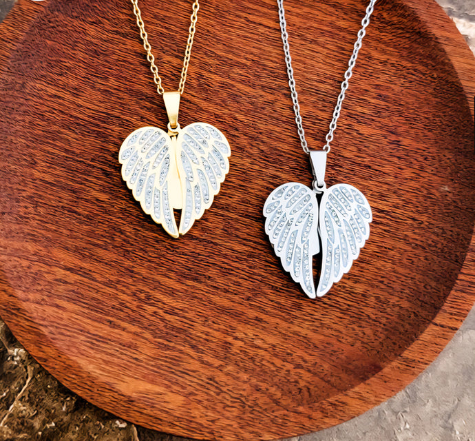 Sparkling Wings Hidden Heart Necklace