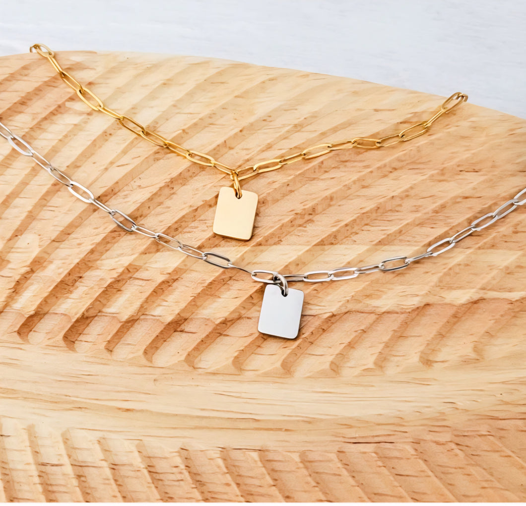 Petite Rectangle Paperclip Chain Anklet