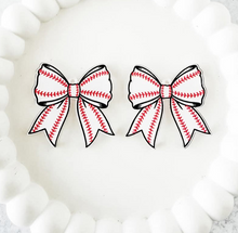 Load image into Gallery viewer, Baseball Bow Earrings Pre Order
