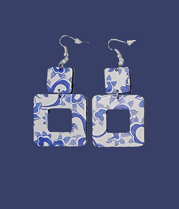 Antique China Square Earrings