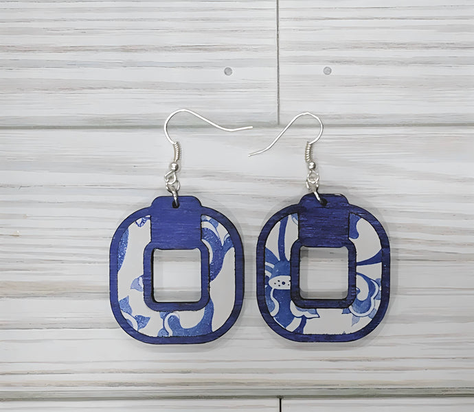 Blue China Inlay Earrings