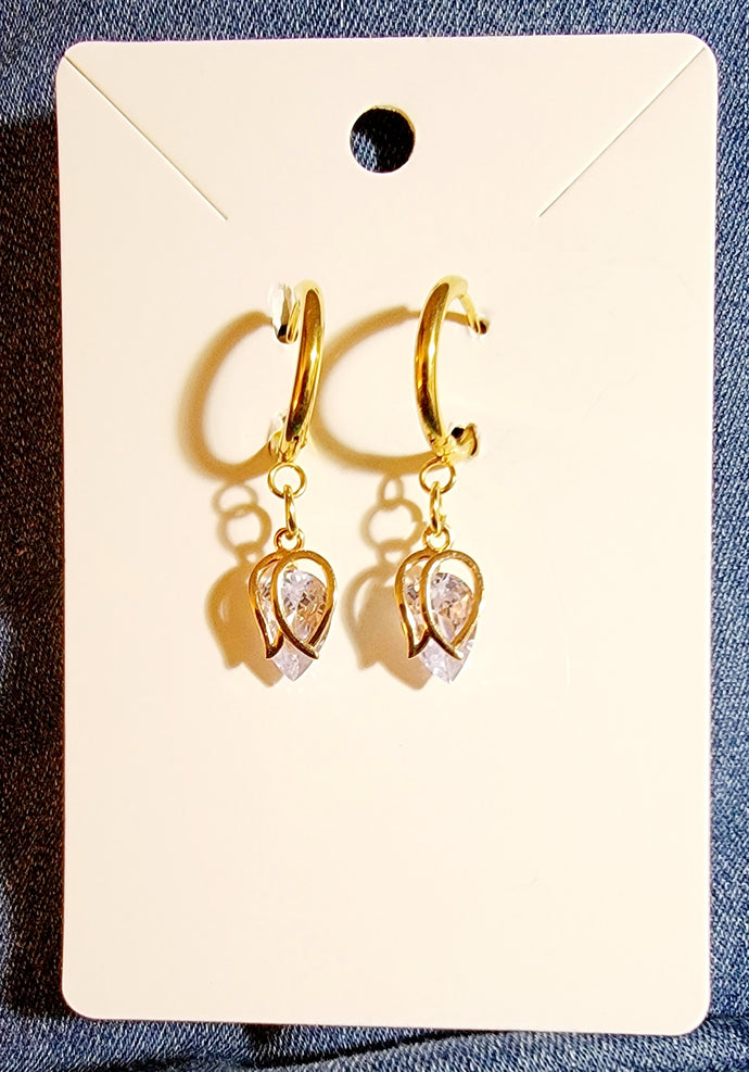 Tulip & CZ Huggie Earrings