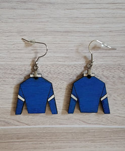 Blue & White Jockey Silk Earrings