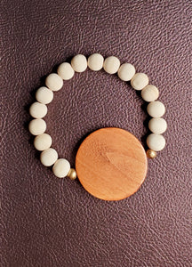 Ivory bead bracelet - engravable