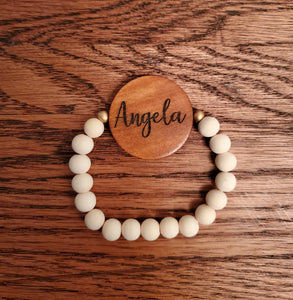 Ivory bead bracelet - engravable
