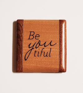 Maple & Rosewood compact mirror - Engravable SUPPLIER HAS DISCONTINUED THIS ITEM, PURCHASE WHILE YOU CAN