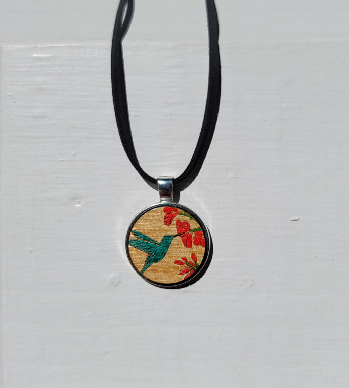 Hummingbird painted pendant