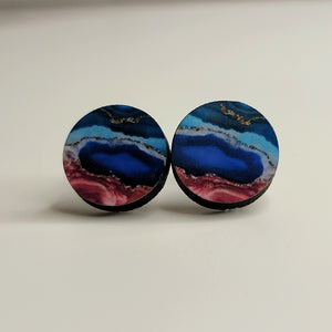 Pink & Blue Geode Earring